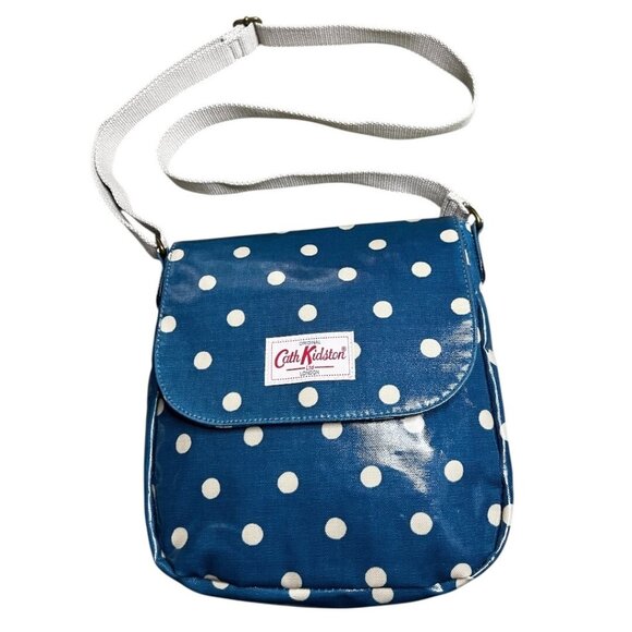 Cath Kidston Handbags - Cath Kidston Oilcloth Crossbody Messenger Bag Blue Polka Dot Adjustable